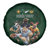 Custom Rugby Southern Hemisphere Spare Tire Cover Argentina AUNZ South Africa Mascot Green - Wonder Print Shop