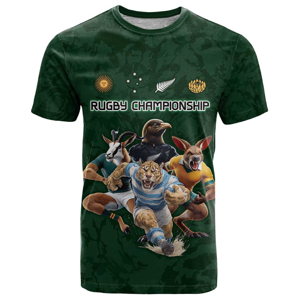 Custom Rugby Southern Hemisphere T Shirt Argentina AUNZ South Africa Mascot Green - Wonder Print Shop