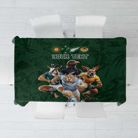 Custom Rugby Southern Hemisphere Tablecloth Argentina AUNZ South Africa Mascot Green - Wonder Print Shop
