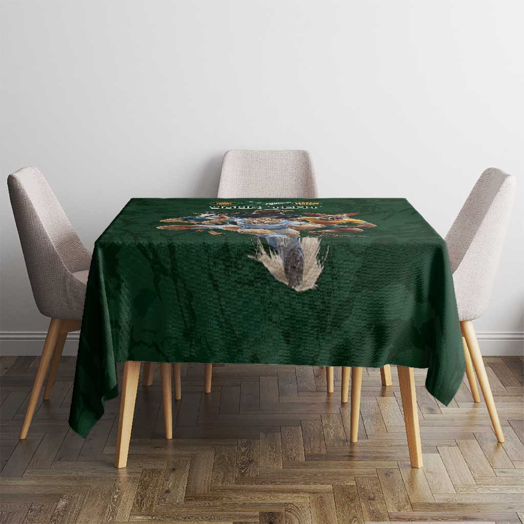 Custom Rugby Southern Hemisphere Tablecloth Argentina AUNZ South Africa Mascot Green - Wonder Print Shop