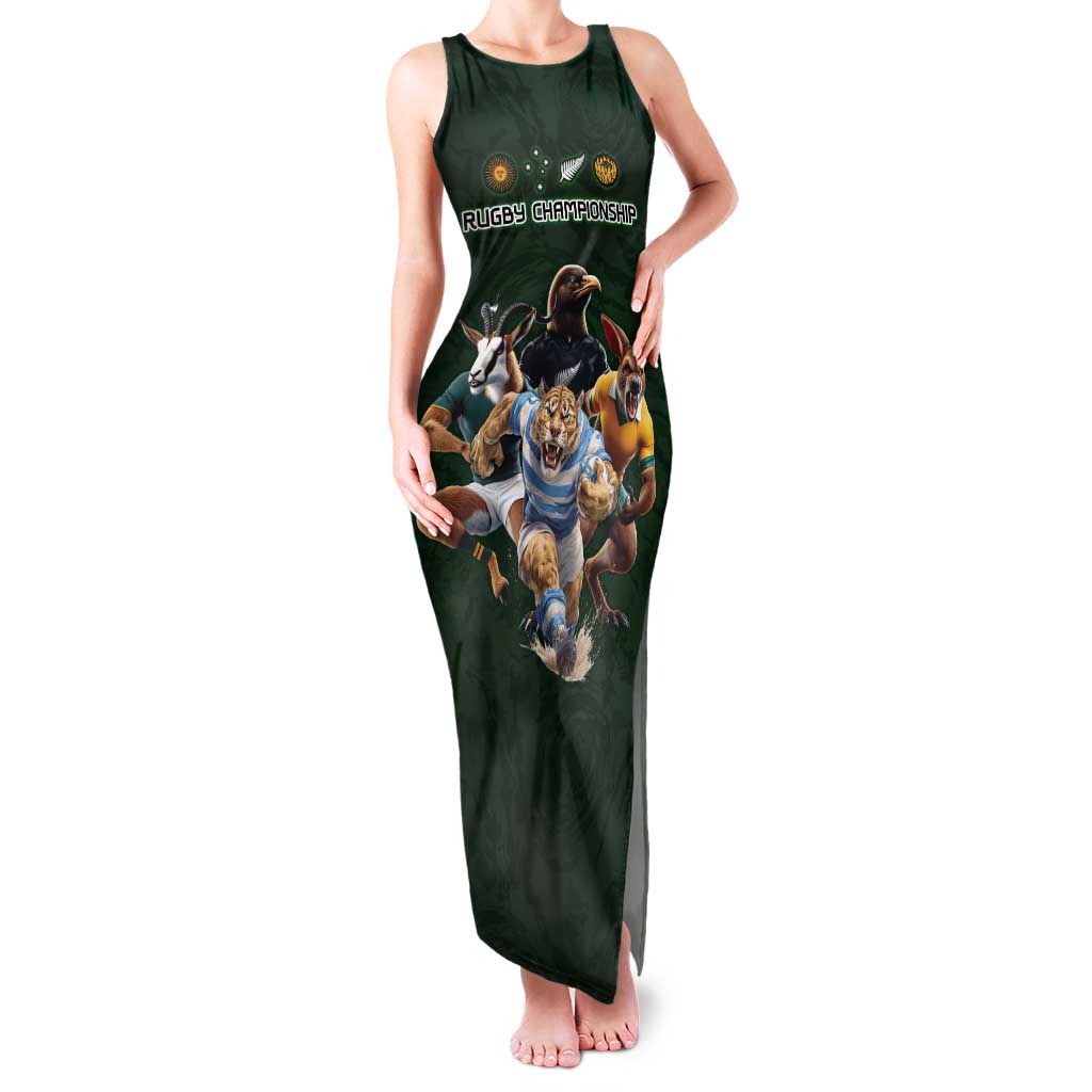Custom Rugby Southern Hemisphere Tank Maxi Dress Argentina AUNZ South Africa Mascot Green - Wonder Print Shop