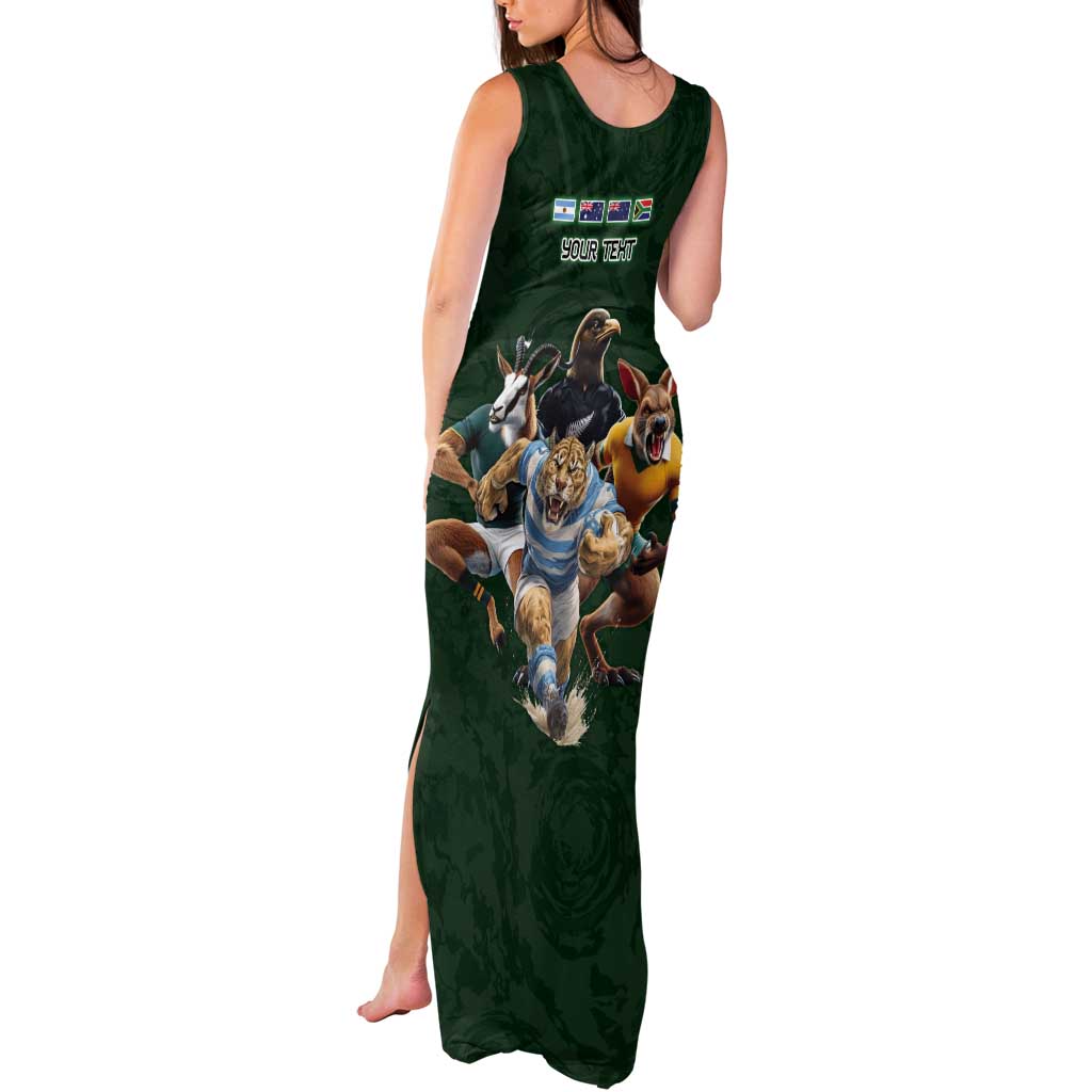 Custom Rugby Southern Hemisphere Tank Maxi Dress Argentina AUNZ South Africa Mascot Green - Wonder Print Shop