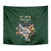 Custom Rugby Southern Hemisphere Tapestry Argentina AUNZ South Africa Mascot Green - Wonder Print Shop
