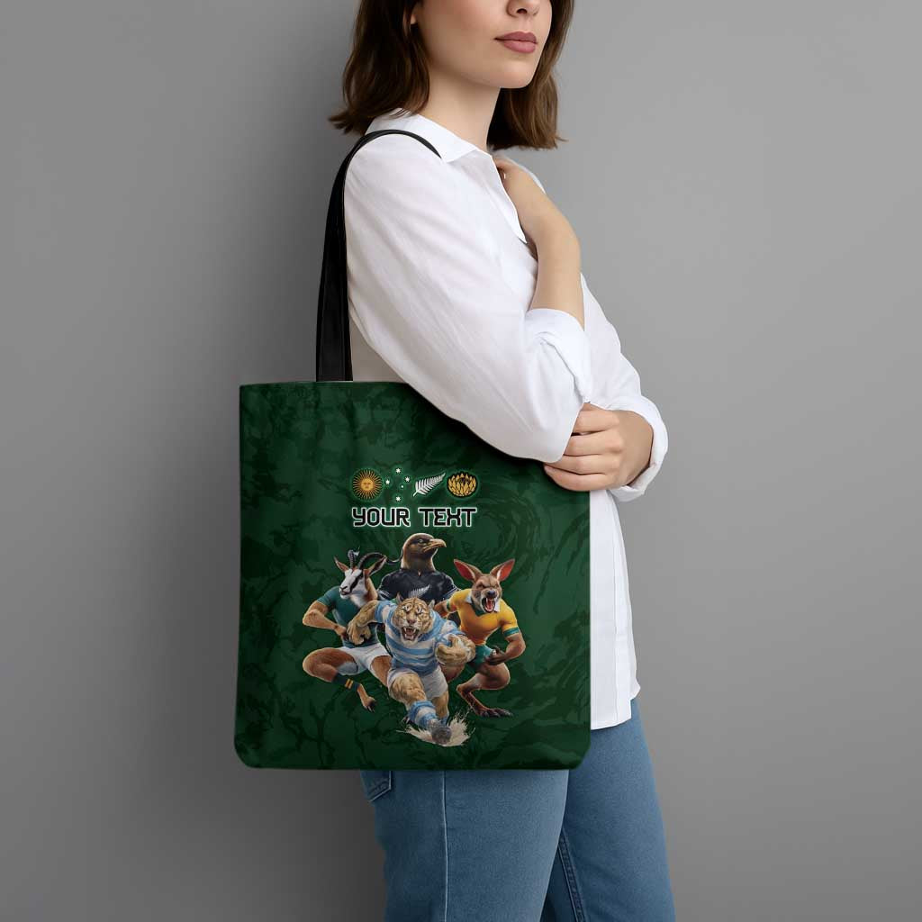 Custom Rugby Southern Hemisphere Tote Bag Argentina AUNZ South Africa Mascot Green - Wonder Print Shop