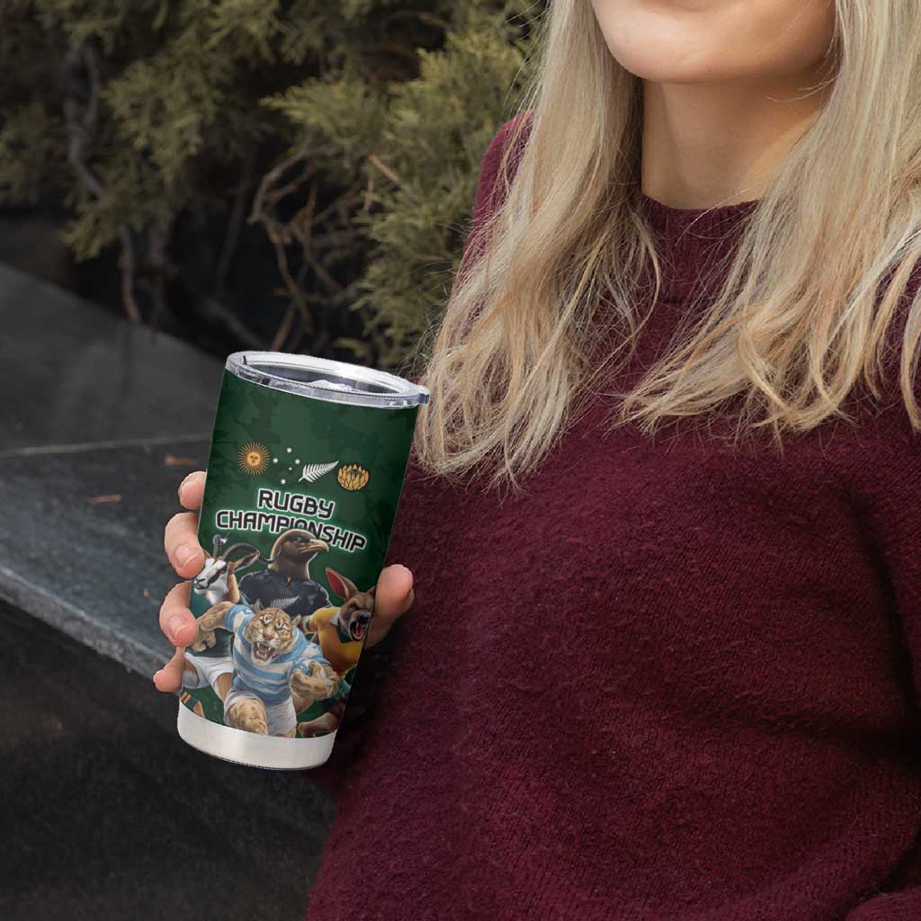 Custom Rugby Southern Hemisphere Tumbler Cup Argentina AUNZ South Africa Mascot Green - Wonder Print Shop