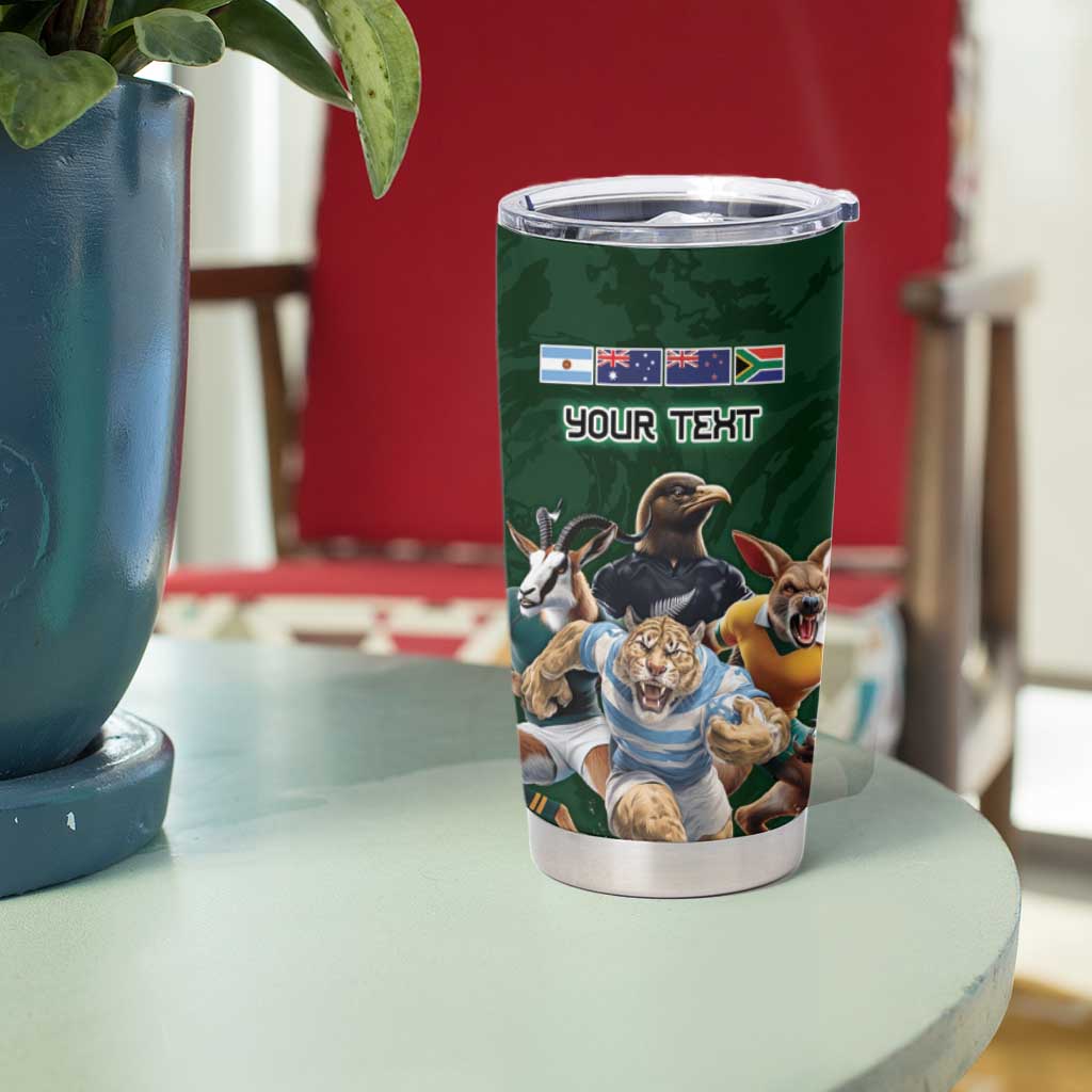 Custom Rugby Southern Hemisphere Tumbler Cup Argentina AUNZ South Africa Mascot Green - Wonder Print Shop