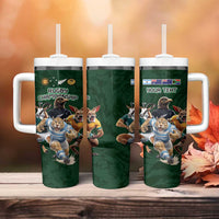 Custom Rugby Southern Hemisphere Tumbler With Handle Argentina AUNZ South Africa Mascot Green - Wonder Print Shop
