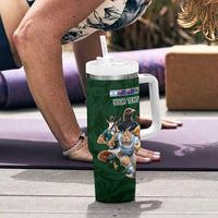 Custom Rugby Southern Hemisphere Tumbler With Handle Argentina AUNZ South Africa Mascot Green - Wonder Print Shop