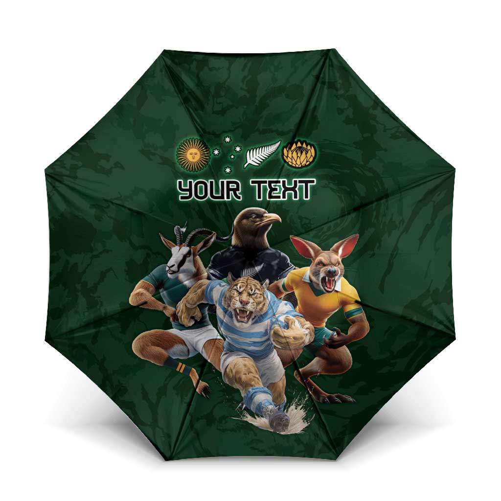 Custom Rugby Southern Hemisphere Umbrella Argentina AUNZ South Africa Mascot Green - Wonder Print Shop