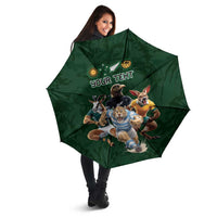Custom Rugby Southern Hemisphere Umbrella Argentina AUNZ South Africa Mascot Green - Wonder Print Shop