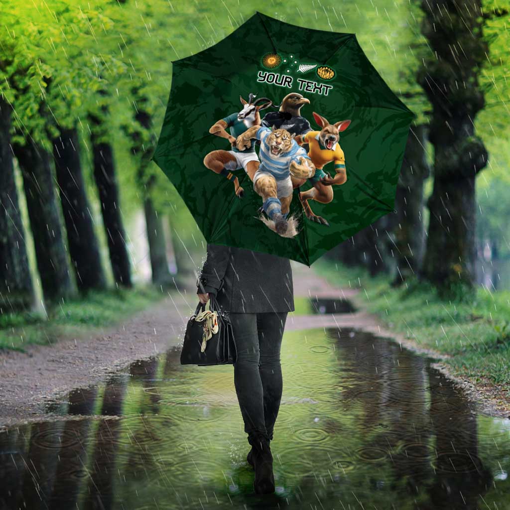 Custom Rugby Southern Hemisphere Umbrella Argentina AUNZ South Africa Mascot Green - Wonder Print Shop