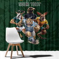 Custom Rugby Southern Hemisphere Window Curtain Argentina AUNZ South Africa Mascot Green - Wonder Print Shop