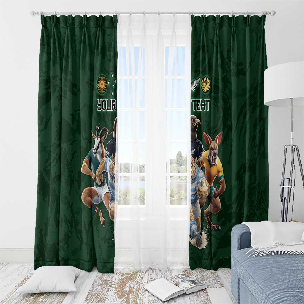 Custom Rugby Southern Hemisphere Window Curtain Argentina AUNZ South Africa Mascot Green - Wonder Print Shop