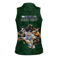 Custom Rugby Southern Hemisphere Women Sleeveless Polo Shirt Argentina AUNZ South Africa Mascot Green - Wonder Print Shop