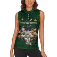 Custom Rugby Southern Hemisphere Women Sleeveless Polo Shirt Argentina AUNZ South Africa Mascot Green - Wonder Print Shop