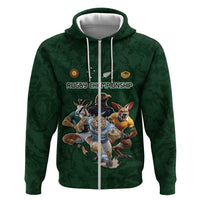 Custom Rugby Southern Hemisphere Zip Hoodie Argentina AUNZ South Africa Mascot Green - Wonder Print Shop