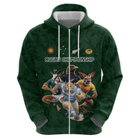 Custom Rugby Southern Hemisphere Zip Hoodie Argentina AUNZ South Africa Mascot Green - Wonder Print Shop