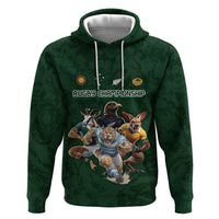 Custom Rugby Southern Hemisphere Zip Hoodie Argentina AUNZ South Africa Mascot Green - Wonder Print Shop
