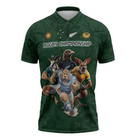 Custom Rugby Southern Hemisphere Zipper Polo Shirt Argentina AUNZ South Africa Mascot Green - Wonder Print Shop