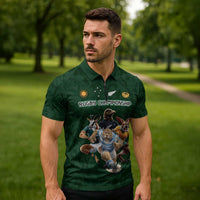 Custom Rugby Southern Hemisphere Zipper Polo Shirt Argentina AUNZ South Africa Mascot Green - Wonder Print Shop