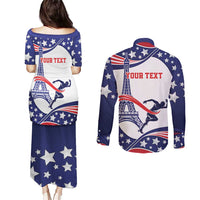 Personalized USA Athletics Couples Matching Puletasi and Long Sleeve Button Shirt One For All Summer Sport LT9 - Wonder Print Shop