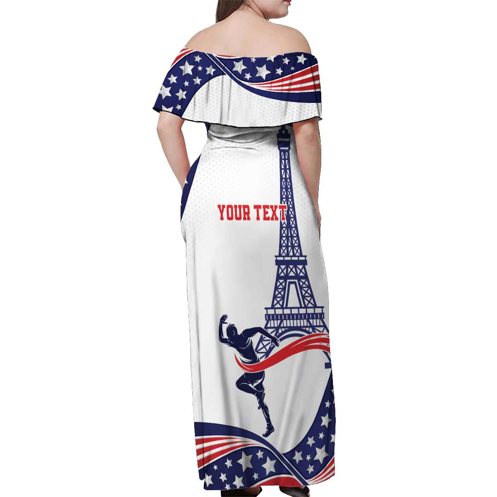 Personalized USA Athletics Off Shoulder Maxi Dress One For All Summer Sport - Wonder Print Shop