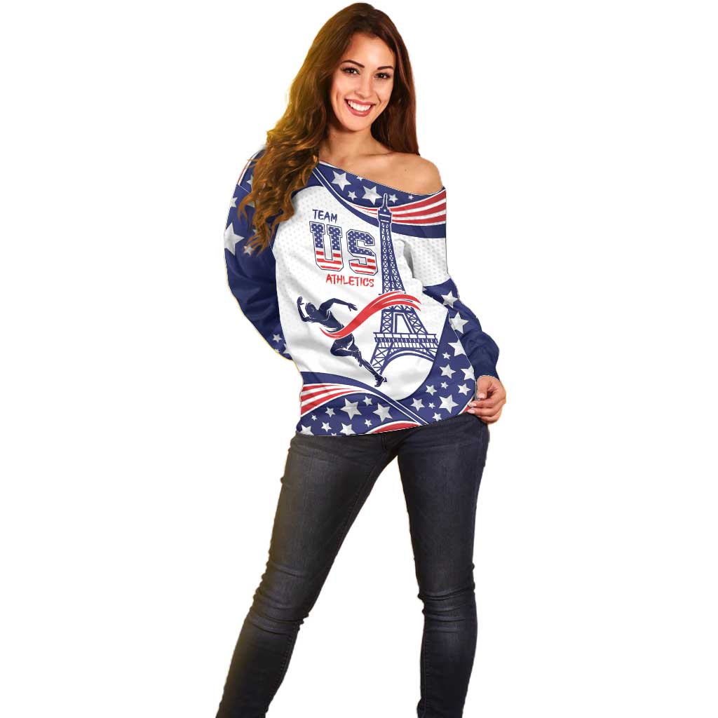 Personalized USA Athletics Off Shoulder Sweater One For All Summer Sport - Wonder Print Shop