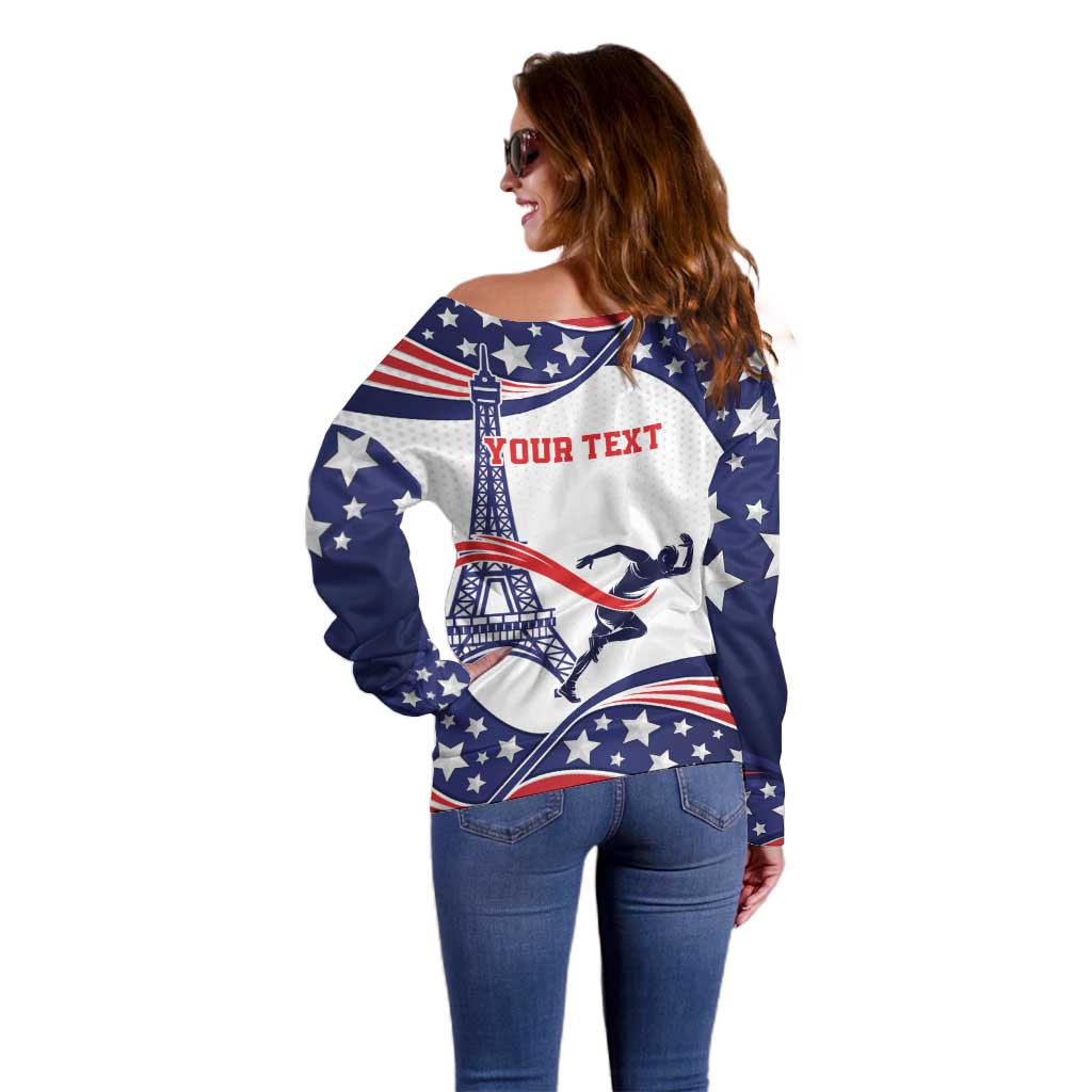 Personalized USA Athletics Off Shoulder Sweater One For All Summer Sport - Wonder Print Shop