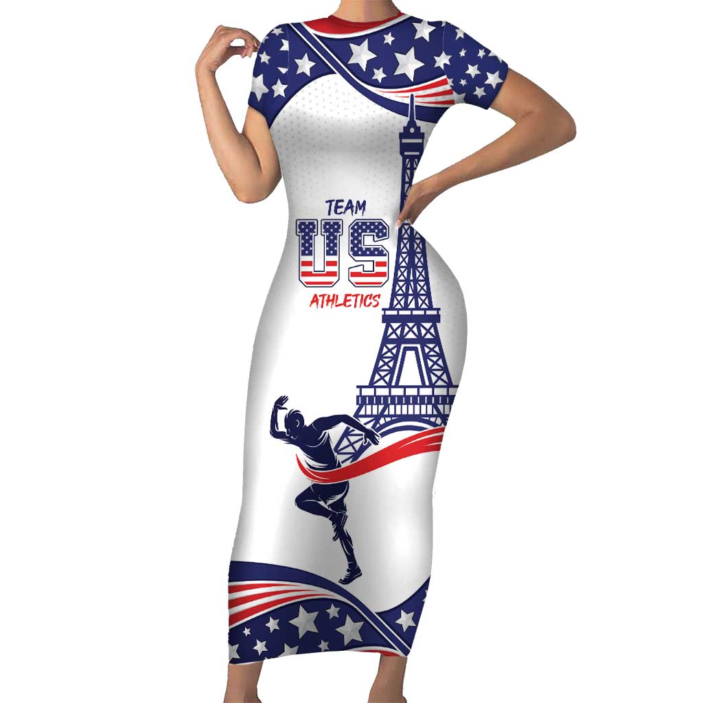 Personalized USA Athletics Short Sleeve Bodycon Dress One For All Summer Sport - Wonder Print Shop