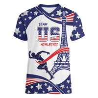 Personalized USA Athletics Women V-Neck T-Shirt One For All Summer Sport - Wonder Print Shop