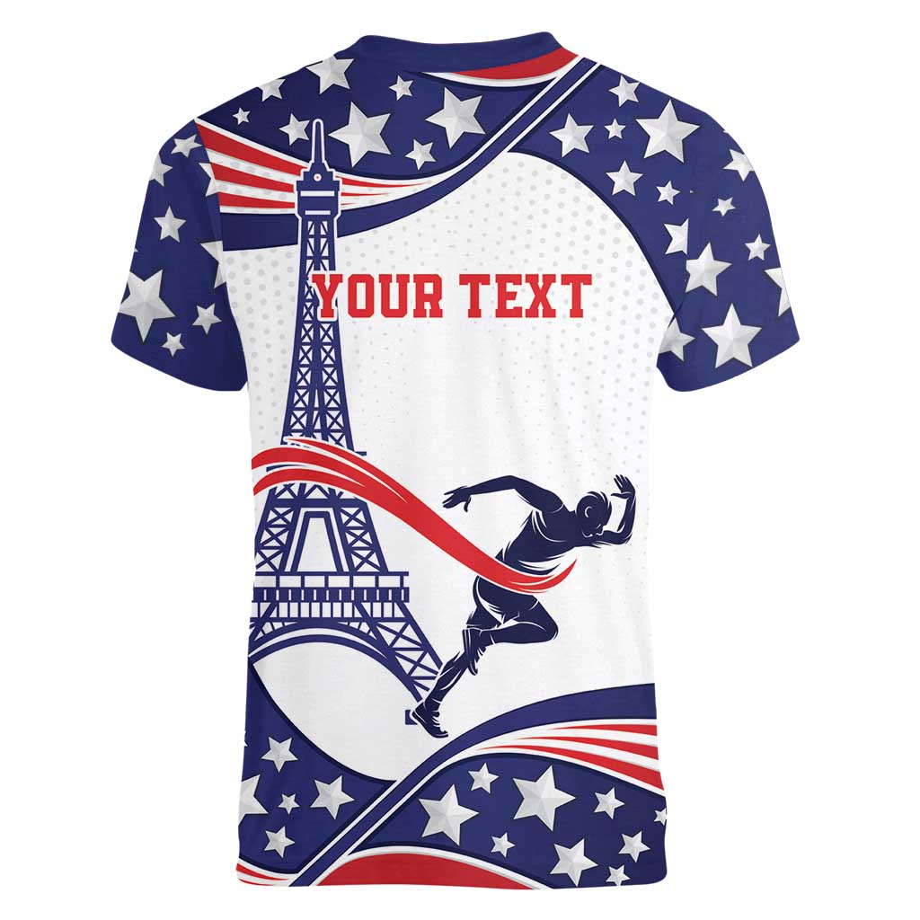 Personalized USA Athletics Women V-Neck T-Shirt One For All Summer Sport - Wonder Print Shop