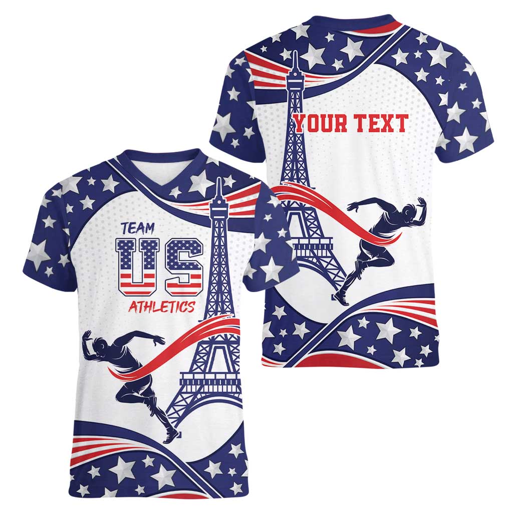 Personalized USA Athletics Women V-Neck T-Shirt One For All Summer Sport - Wonder Print Shop