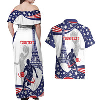Personalized USA Basketball Couples Matching Off Shoulder Maxi Dress and Hawaiian Shirt One For All Summer Sport LT9 - Wonder Print Shop