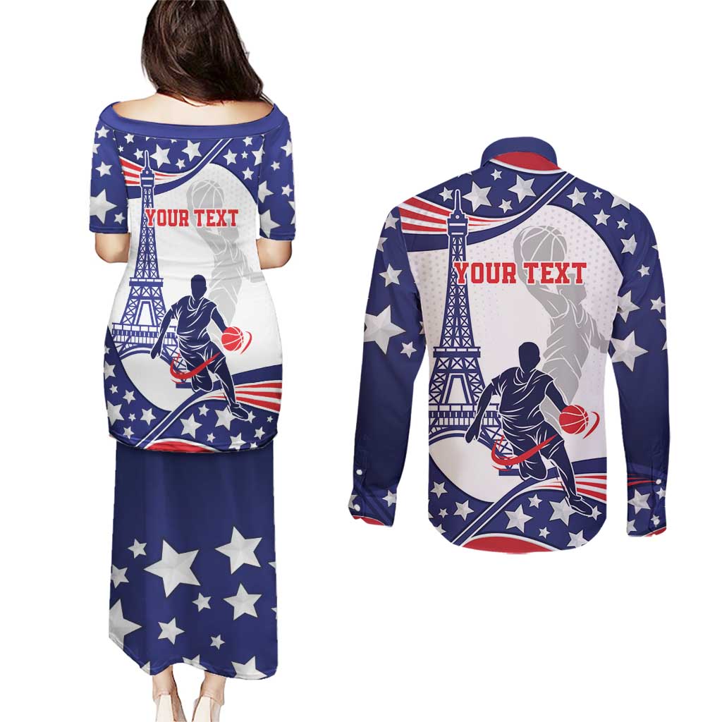 Personalized USA Basketball Couples Matching Puletasi and Long Sleeve Button Shirt One For All Summer Sport LT9 - Wonder Print Shop