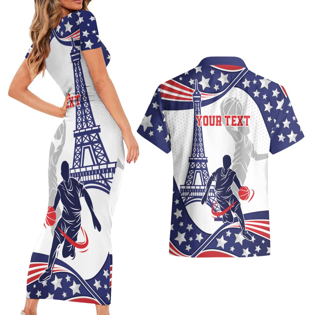 Personalized USA Basketball Couples Matching Short Sleeve Bodycon Dress and Hawaiian Shirt One For All Summer Sport LT9 - Wonder Print Shop