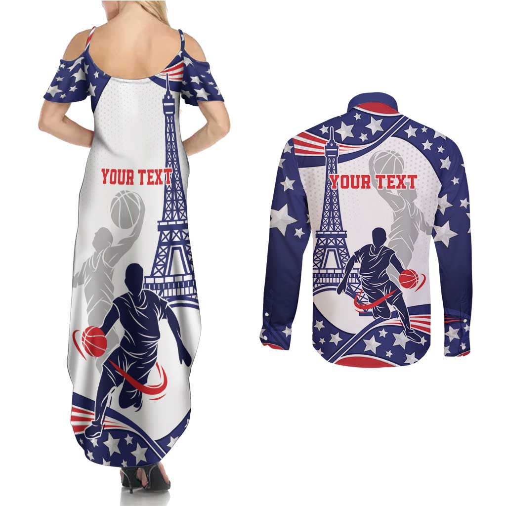 Personalized USA Basketball Couples Matching Summer Maxi Dress and Long Sleeve Button Shirt One For All Summer Sport LT9 - Wonder Print Shop