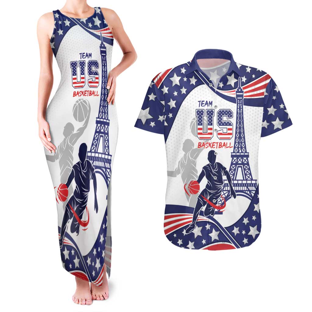 Personalized USA Basketball Couples Matching Tank Maxi Dress and Hawaiian Shirt One For All Summer Sport LT9 - Wonder Print Shop
