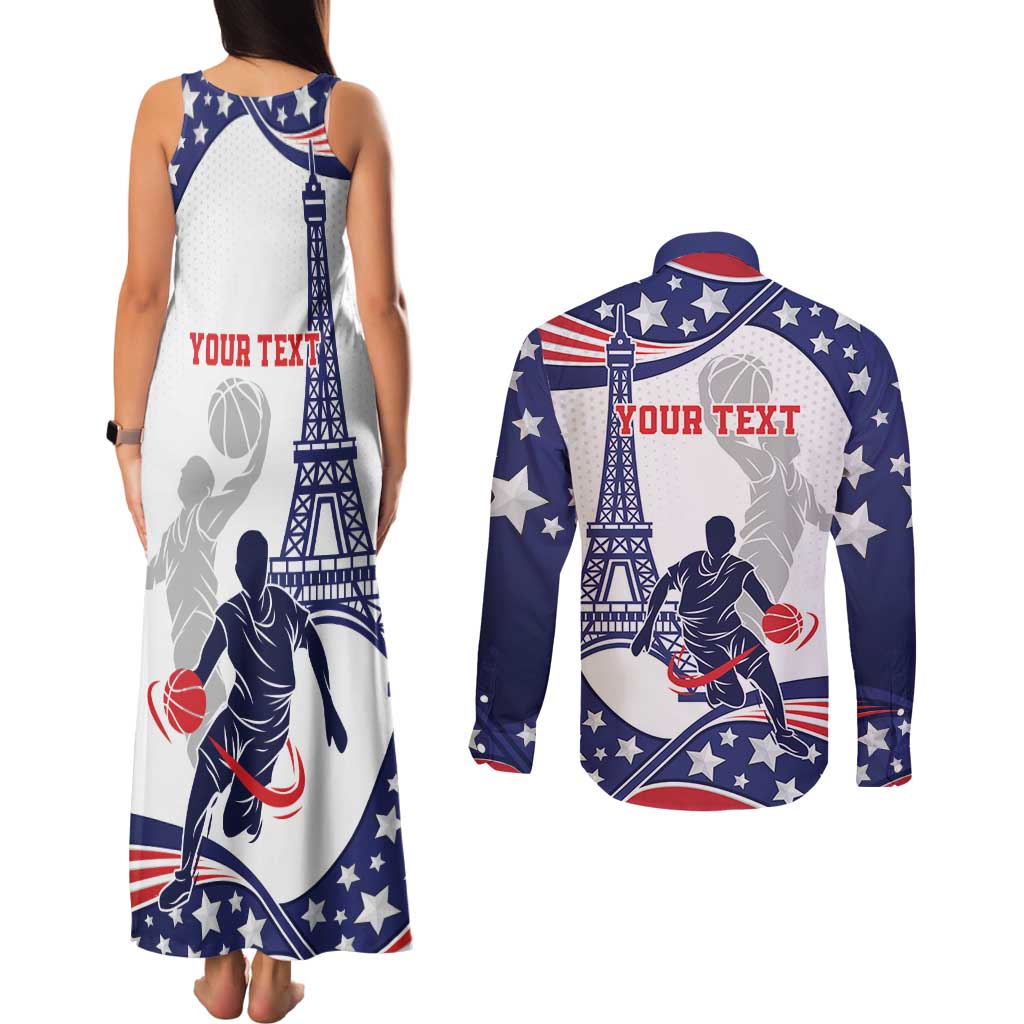 Personalized USA Basketball Couples Matching Tank Maxi Dress and Long Sleeve Button Shirt One For All Summer Sport LT9 - Wonder Print Shop