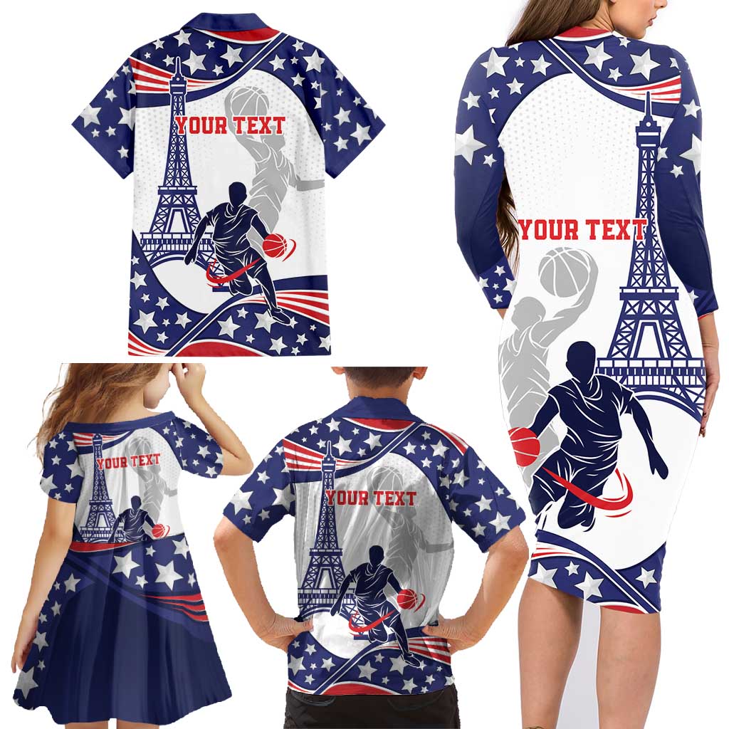 Personalized USA Basketball Family Matching Long Sleeve Bodycon Dress and Hawaiian Shirt One For All Summer Sport LT9 - Wonder Print Shop
