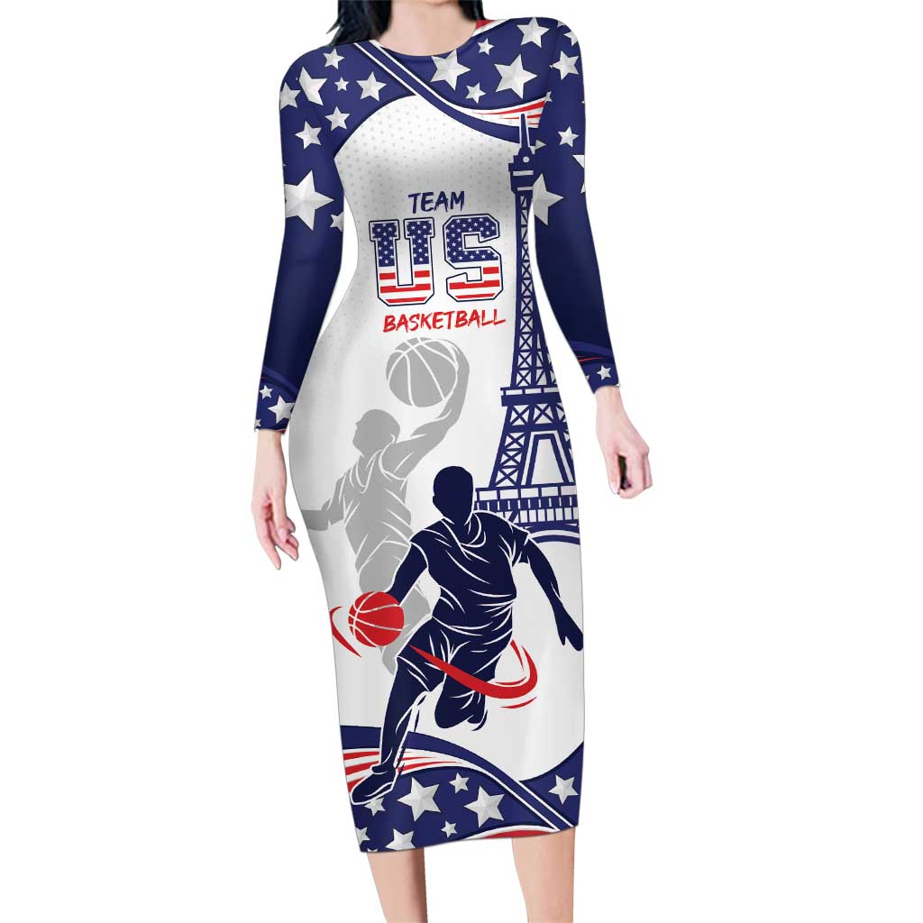 Personalized USA Basketball Family Matching Long Sleeve Bodycon Dress and Hawaiian Shirt One For All Summer Sport LT9 - Wonder Print Shop