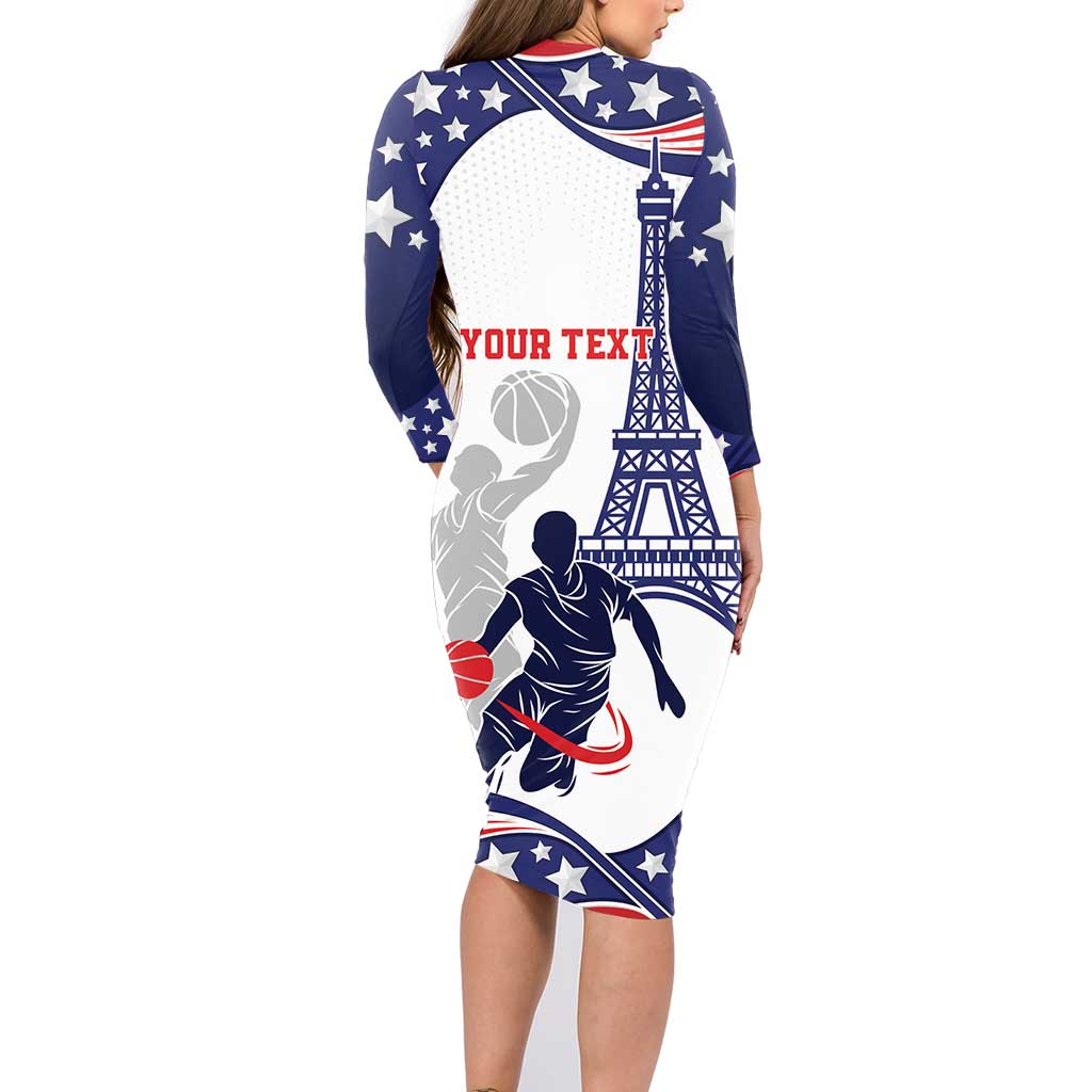 Personalized USA Basketball Family Matching Long Sleeve Bodycon Dress and Hawaiian Shirt One For All Summer Sport LT9 - Wonder Print Shop