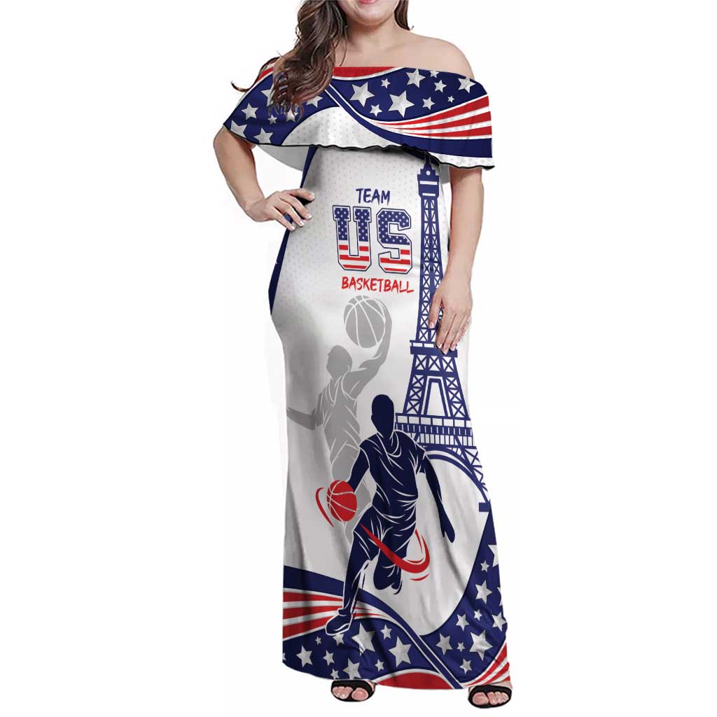 Personalized USA Basketball Family Matching Off Shoulder Maxi Dress and Hawaiian Shirt One For All Summer Sport LT9 - Wonder Print Shop