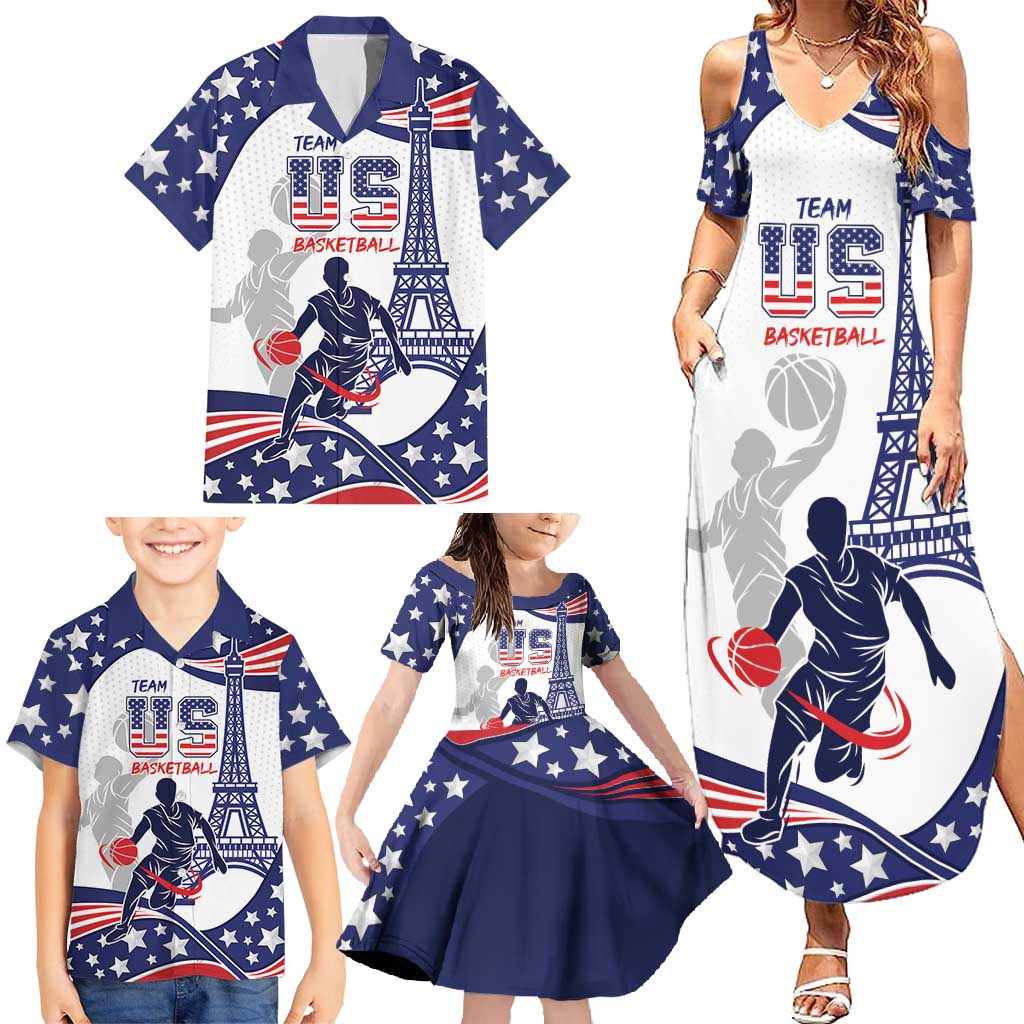 Personalized USA Basketball Family Matching Summer Maxi Dress and Hawaiian Shirt One For All Summer Sport - Wonder Print Shop