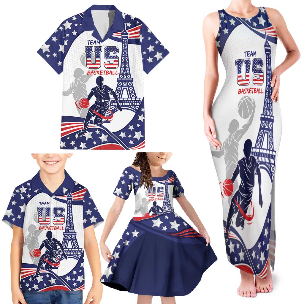 Personalized USA Basketball Family Matching Tank Maxi Dress and Hawaiian Shirt One For All Summer Sport - Wonder Print Shop