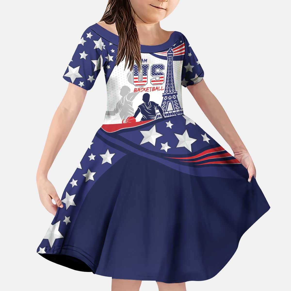 Personalized USA Basketball Kid Short Sleeve Dress One For All Summer Sport - Wonder Print Shop