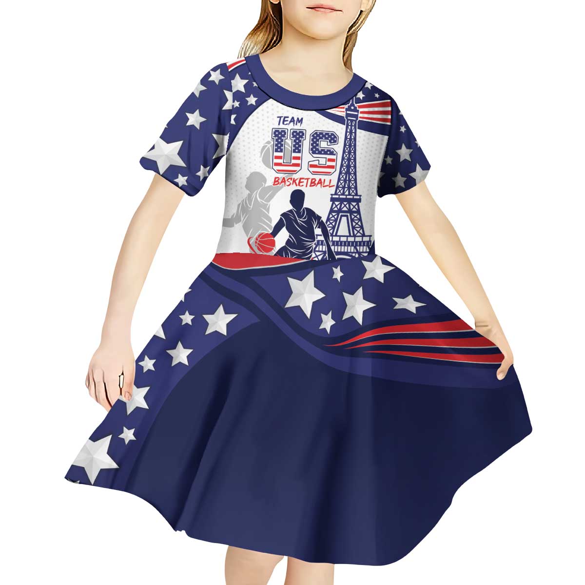 Personalized USA Basketball Kid Short Sleeve Dress One For All Summer Sport - Wonder Print Shop