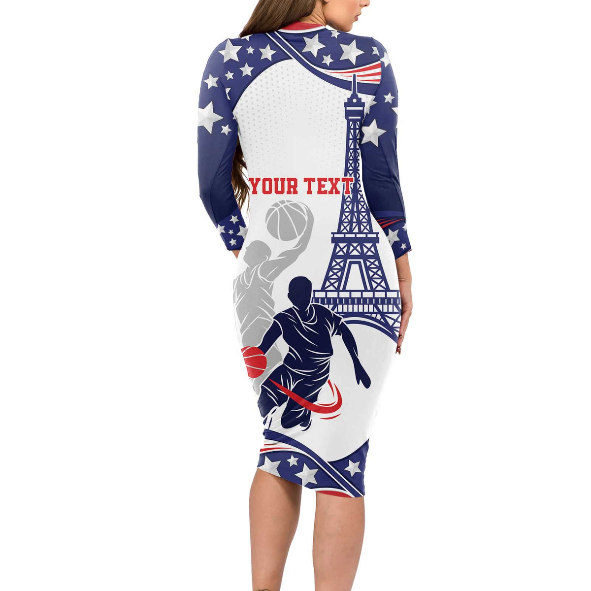 Personalized USA Basketball Long Sleeve Bodycon Dress One For All Summer Sport - Wonder Print Shop
