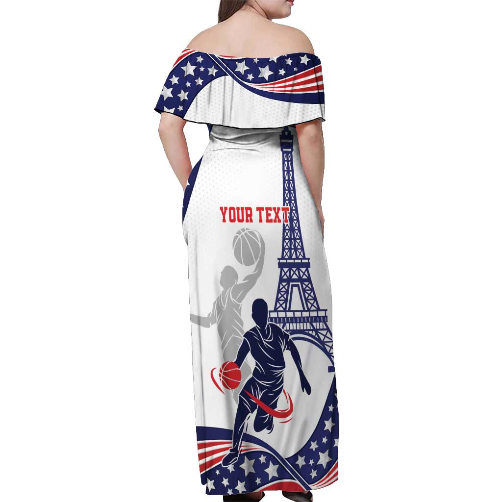 Personalized USA Basketball Off Shoulder Maxi Dress One For All Summer Sport - Wonder Print Shop
