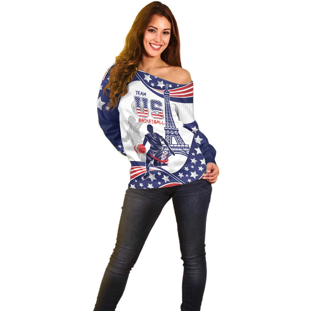 Personalized USA Basketball Off Shoulder Sweater One For All Summer Sport - Wonder Print Shop
