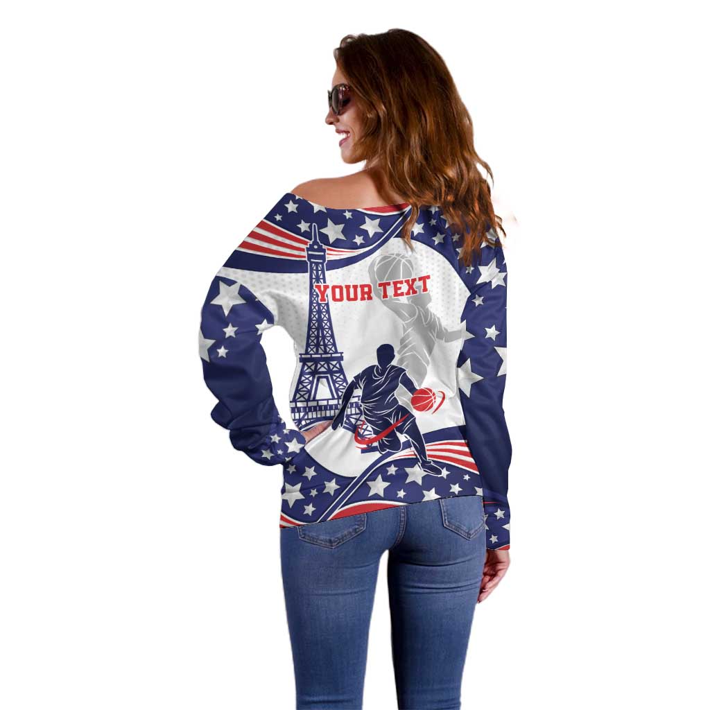 Personalized USA Basketball Off Shoulder Sweater One For All Summer Sport - Wonder Print Shop